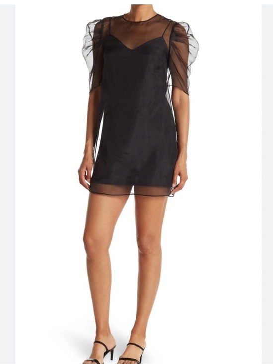 cinq a sept Dresses & Skirts - Cinq à Sept Erin Organza Puff Sleeve Silk Black Mini Dress Size 2 Sheer Y2K